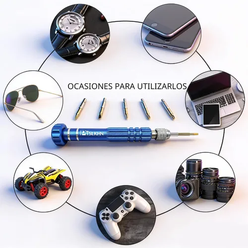 Miniatura 6 de PTSLKHN S2 - Destornillador pequeño multifuncional 5 en 1, kit de destornilladores magnéticos de acero para lentes, gafas de sol, electrónica