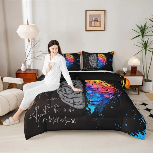 Miniatura 14 de Manfei Juego de edredón con siluetas de unicornio, tamaño King, juego de ropa de cama romántica de cielo estrellado y galaxia, decoración de Navidad