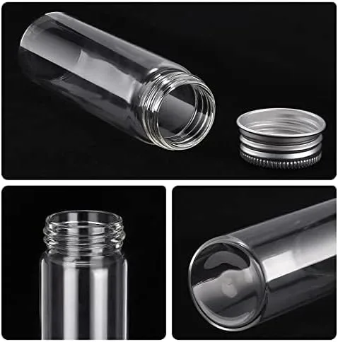 Miniatura 4 de TOBWOLF 12 Piezas de 50ml / 1.7oz Frascos de Especias de Vidrio, Envases Transparentes para Especias con Tapas de Aluminio, Botellas de Especias
