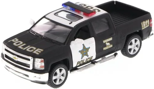 KiNSMART 2014 Chevrolet Silverado LTZ Crew Cab 4x4 1:46 Escala 5" Modelo de Metal Fundido a Presión Camión de Juguete de Camioneta (Edición Policía)