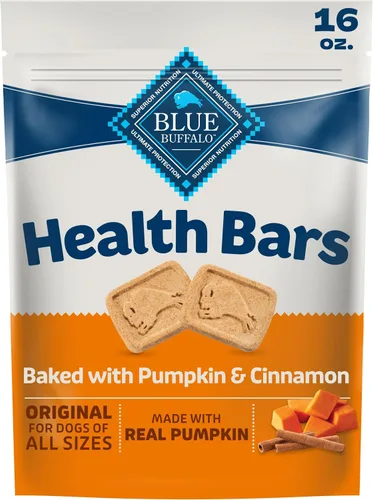 Blue Buffalo Health Bars Galletas para Perros Crujientes, Horneadas al Horno con Ingredientes Naturales, Calabaza y Canela, Bolsa de 16 onzas