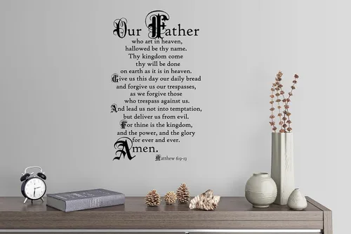 38"x24" Lord's Prayer Our Father Who Art in Heaven Give Us This Day Our Daily Bread Amen Mateo 6:9-13 - Adhesivo decorativo para pared