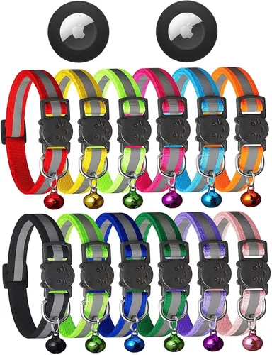 Miniatura 11 de Extodry Juego de 14 collares para gatitos, desmontables con campanas, collar de gato reflectante y seguro, ideal para cachorros, gatos niña y niño