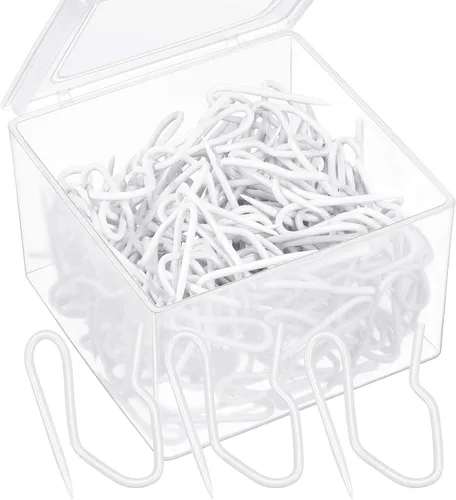 Miniatura 10 de Shappy Paquete de 120 ganchos para cortinas para cortinas, ganchos plisados de metal con caja transparente de 1.2 pulgadas para puerta de ventana