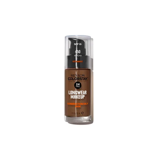 Miniatura 38 de Base líquida de Revlon ColorStay Maquillaje facial para piel mixta y grasa, SPF 15, cobertura media-completa con acabado mate, beige solar (392), 1