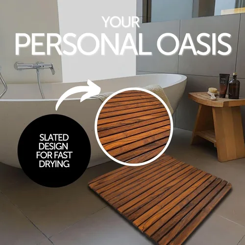 Miniatura 3 de Nordic Style - Tapete de ducha y baño de teca prémium para uso en interiores y exteriores, plataforma de madera antideslizante para spa, sauna