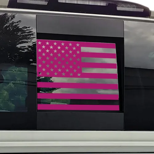 Miniatura 12 de Adhesivo de bandera estadounidense para ventana trasera media, fácil de instalar, compatible con Toyota Tacoma 2016-2022 (fibra de carbono negra)