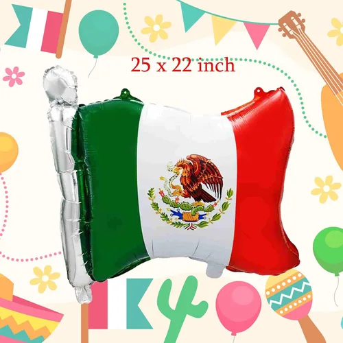Miniatura 2 de 14 globos de aluminio para fiesta del Día de la Independencia de México, globos de aluminio Viva México Mylar para fiesta de cumpleaños temática