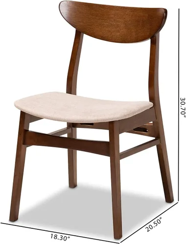 Miniatura 3 de Baxton Studio Parlin Mid-Century - Juego de 4 sillas de comedor de madera con acabado de madera de color beige claro de transición moderna