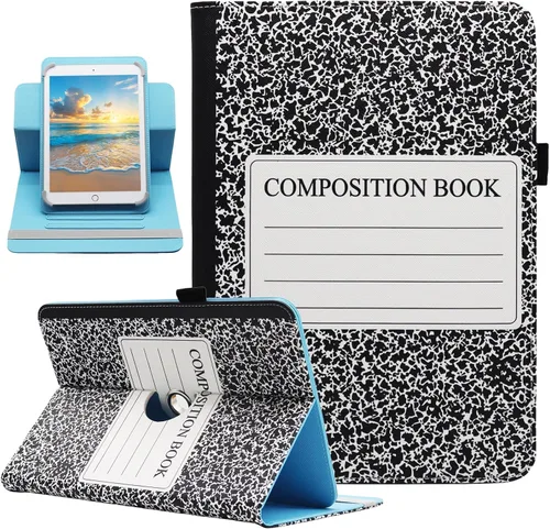 Miniatura 15 de Funda universal para tablet Android de 10 y 10.1 pulgadas, Dluggs de piel sintética con rotación de 360 grados, soporte multiángulo