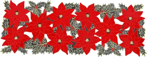 Miniatura 3 de GRANDDECO Camino de Mesa Navideño para Fiestas Campestres Bufandas de Tocador Bordadas con Flores de Nochebuena Navideñas Xmas para Casa Cocina Mesa