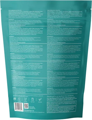 Miniatura 2 de JUST INGREDIENTS Paquete de muestra de electrolitos – Variedad de 10 barras Paquetes de polvo de hidratación Electrolitos de fruta real