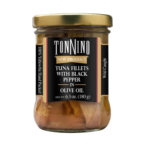 Miniatura 3 de Tonnino Filetes de atún bajos en calorías y sin gluten de aleta amarilla en aceite de oliva, 6.3 onzas, pimienta negra (paquete de 6)