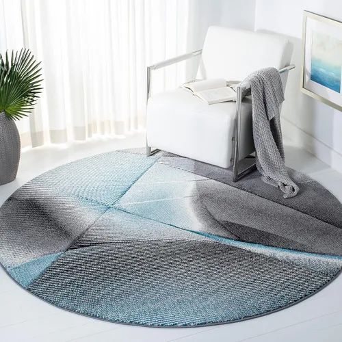 Miniatura 48 de SAFAVIEH Hollywood Collection - Alfombra decorativa de 2 pies 7 pulgadas x 5 pies, gris y azul, diseño moderno de mediados de siglo, no desprende