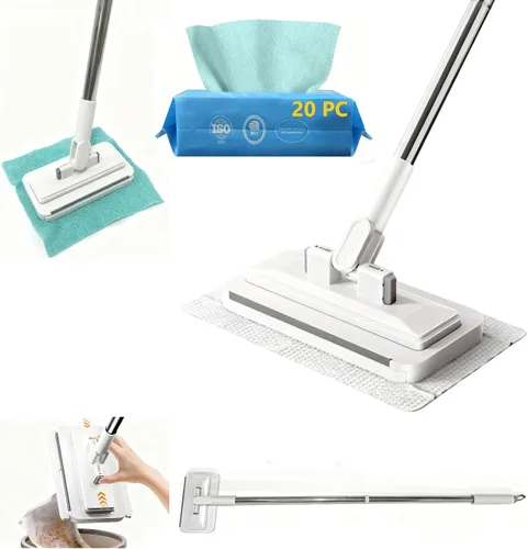 Miniatura 10 de Mini mopa de sujeción rápida sin contacto con agarre automático, desecable para polvo, mini trapeador de polvo perezoso y trapeador