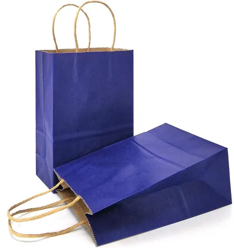 Miniatura 20 de AZOWA Bolsas de regalo mini de papel kraft con asas (Azul claro, 4x2.4x6, 25 piezas)