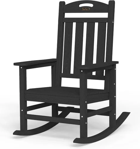 Mecedora de gran tamaño para exteriores, silla mecedora de porche con respaldo alto, sillas mecedoras resistentes a todo tipo de clima para patio,