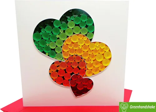 Miniatura 3 de GREENHANDSHAKE Art 4 corazones, tarjeta de felicitación de arte quilling para cumpleaños, día de San Valentín, día de la madre, aniversario