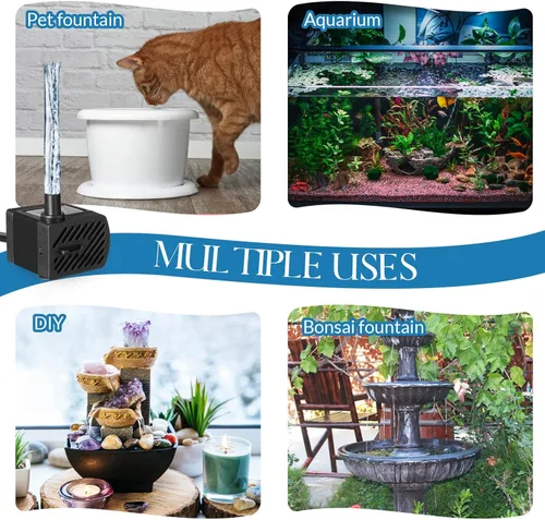 Miniatura 6 de Lounsweer Juego de 12 mini bomba de fuente de 50 GPH 3W pequeña bomba de agua sumergible con tubo de 3.3 pies aspirador eléctrico silencioso