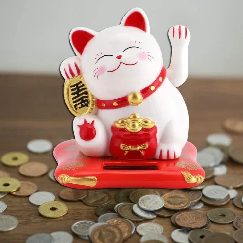 Miniatura 7 de Tyenaza Gato agitando, brazo agitador de gato de la suerte, gato chino japonés de la suerte, gato de la suerte, alimentado por energía solar, lindo