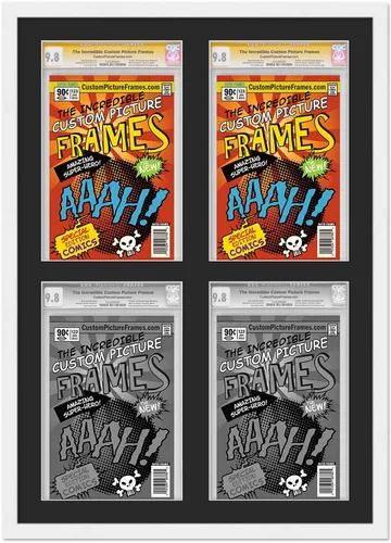 Miniatura 56 de Marco negro para cómics graduados Marco completo de cómics con paspartú de conservación negro y acrílico de grado UV Hecho para exhibir (6)