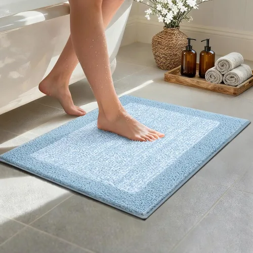 Miniatura 48 de Alfombras de baño de 17 x 24 pulgadas, antideslizantes, lavables, color gris, para bañera, tapete de baño para baño, tapete suave y absorbente