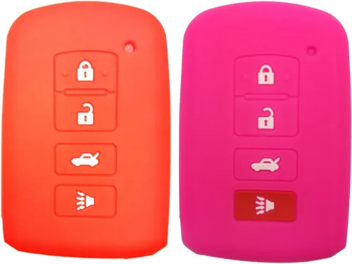 2 unids goma 4 botones llavero protector de entrada sin llave cubierta cubierta cubierta para 2016 2015 2014 Toyota Avalon Camry Corolla RAV4