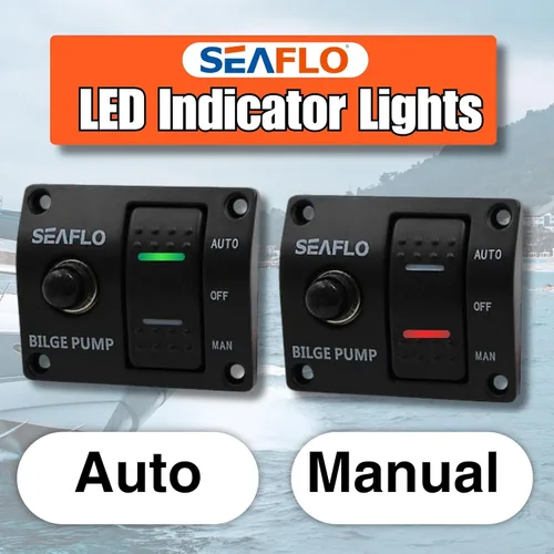 Miniatura 3 de SEAFLO Panel de interruptores de bomba de sentina de 3 vías (automático-apagado manual) 12v 24v con disyuntor integrado de 15 A