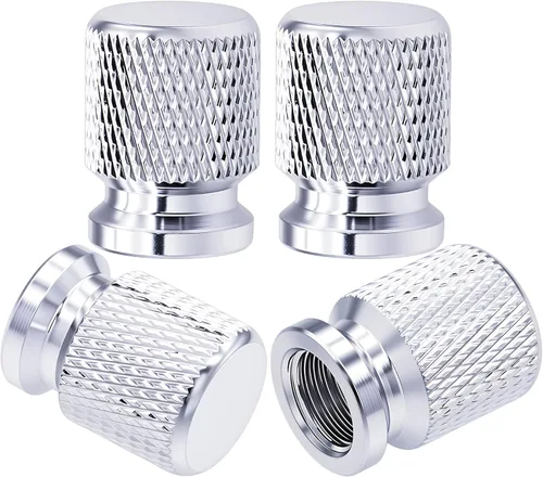 Miniatura 15 de 4 piezas de tapas de válvula de rueda con estilo púas, cubiertas universales de válvula de rueda de aleación de aluminio a prueba de polvo