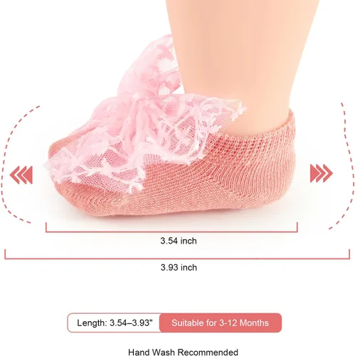 Miniatura 5 de SAOROPEB 4 pares de calcetines para bebés niñas, agarre antideslizante para bebés y niños pequeños, calcetines de tobillo para niñas