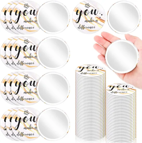 Miniatura 9 de Tradder 48 piezas de 2.76 pulgadas, mini espejo compacto inspirador a granel para maquillaje, monedero de bolsillo para mujeres, día de la madre