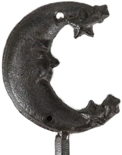 Miniatura 4 de Ebros Gift Paquete de 3 ganchos de pared rústicos de hierro fundido, óxido antiguo, cielos celestiales, cara dormida, media luna con estrellas