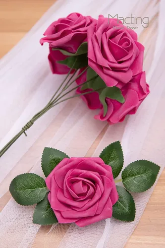 Miniatura 5 de MACTING 30 rosas de flores artificiales, flores falsas de tacto real con tallos, rosas de espuma para ramo de boda, fiesta, centros de mesa, baby