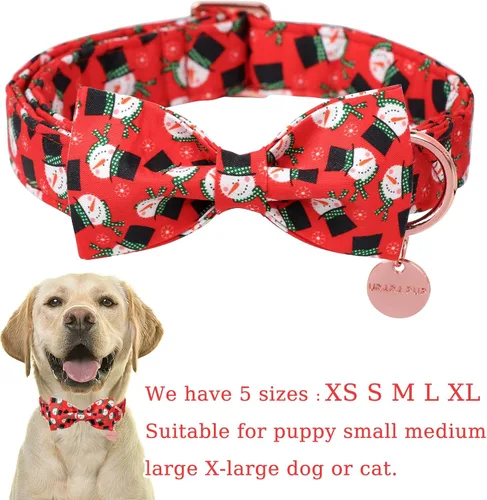 Miniatura 2 de Collar de Navidad para perro con pajarita, collar de Navidad para cachorros, hembras, machos, perros o gatos, collares con lazo con hebilla de metal