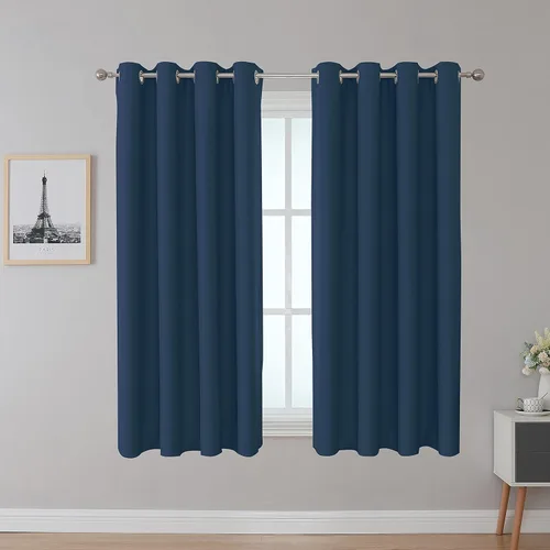 Miniatura 17 de Fire Retardant Blackout Curtains, Grommet Top, NFPA 701 Certified Flame Resistant Drape, Room Darkening for Dorm/Classroom, 2 Panels, Navy Blue