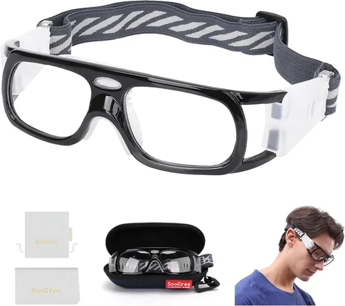Miniatura 22 de SooGree Sports Glasses - Racquetball Goggles Basketball Football Eye Protective Almohadilla de nariz blanca con marco gris G8042