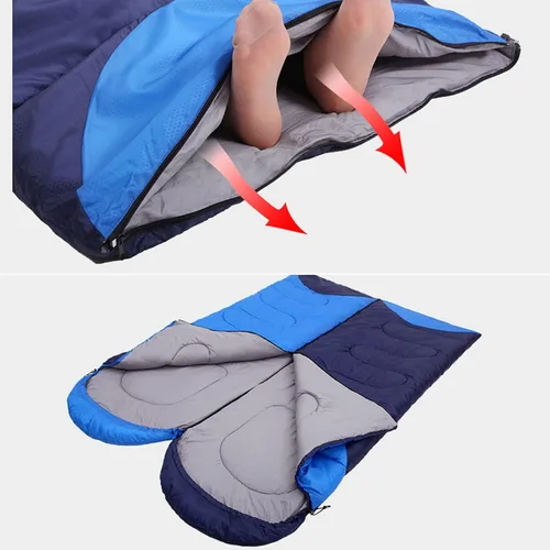 Miniatura 4 de Saco de dormir ligero para adultos y niños, cálido y transpirable, saco de dormir para mochileros al aire libre, longitud total 86.6 in/86.5 Azul