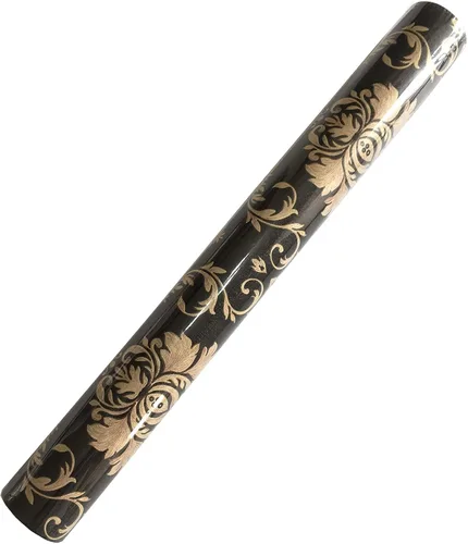 Miniatura 5 de MyFun Papel tapiz de damasco floral de lujo negro y dorado de 11 yardas, calcomanías de papel de pared de contacto extraíbles vintage para muebles