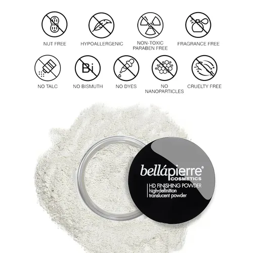 Miniatura 6 de Bellapierre Polvo de acabado HD translúcido – Polvo fijador matificante a base de mica, acabado sedoso sin brillo, polvo de hornear ligero,
