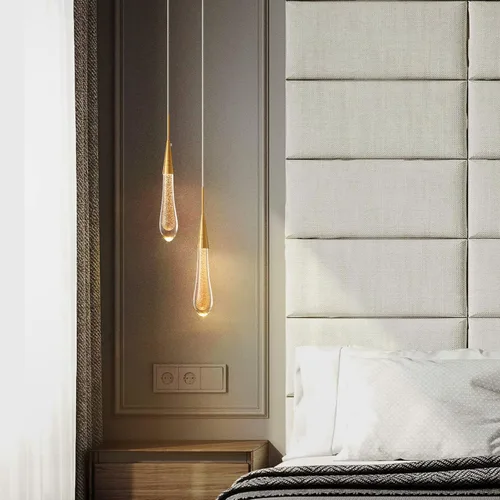 Miniatura 3 de LMQNINE Lámparas colgantes de cocina, lámparas LED regulables, modernas, doradas, minilágrimas, de cristal, iluminación colgante para cocina, isla