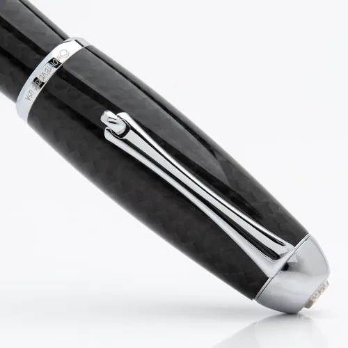 Miniatura 8 de Monteverde USA Super Mega - Bolígrafo de punta redonda de fibra de carbono, borde cromado, cuerpo de fibra de carbono duradero, recargable con Fibra