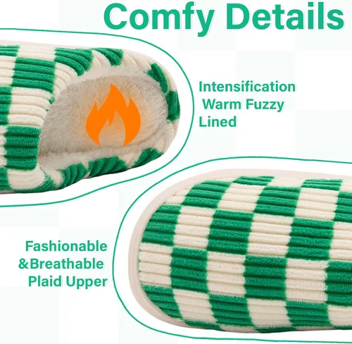 Miniatura 21 de Jaeynow Pantuflas mullidas para mujer en interiores, zapatos de casa unisex de espuma viscoelástica para hombre, zapatos de invierno cálidos