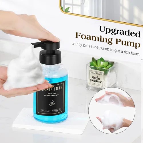 Miniatura 2 de Luxspire Dispensador de jabón espumoso, dispensador de jabón con bomba de espuma de vidrio, dispensador de jabón de manos antideslizante con 5
