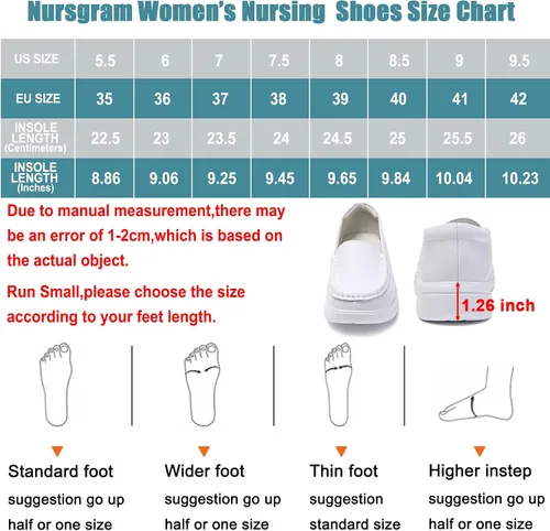 Miniatura 7 de Nursgram Nurse Shoes Women Nursing Work Healthcare Slip Resistant Breathable Restaurant Food Service Lightweight Leather Loafers