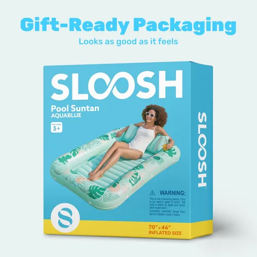 Miniatura 9 de SLOOSH Flotador inflable para tumbona de piscina, 70 x 46 pulgadas, flotadores de piscina para adultos con almohada, flotador 4 en 1 para balsa