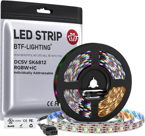 Miniatura 22 de BTF-LIGHTING RGBW RGB+Blanco Frío SK6812 (Similar WS2812B) 4 Colores en 1 Tira LED, Direccionable Individual, 16.4 pies, 60 píxel/m, 300LED Luz