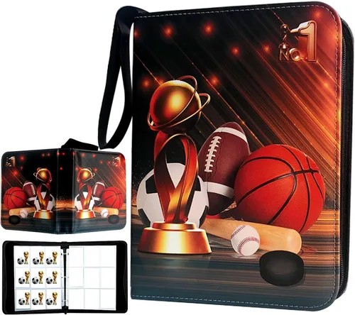 Miniatura 10 de Carpeta de tarjetas coleccionables de 900 bolsillos, soporte para tarjetas de fútbol con 50 fundas extraíbles para 900 tarjetas deportivas, álbum