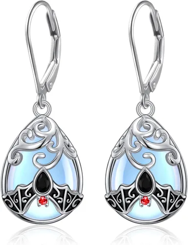 Miniatura 62 de Aretes colgantes de filigrana de plata de ley 925, margarita, loto, flor de rosa, piedra lunar, lágrima para mujer, nudo celta infinito, margarita