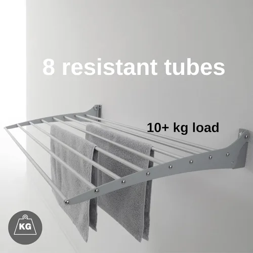 Miniatura 3 de foxydry Tendedero plegable para colgar en la pared, vertical plegable para interiores y exteriores, en acero aluminio (31.5 in)