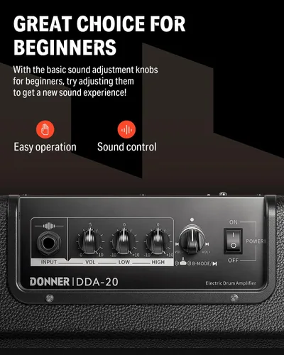 Miniatura 5 de Donner Mini amplificador de tambor eléctrico 20 W, amplificador de tambor electrónico inalámbrico altavoz DDA-20 portátil para práctica en el hogar